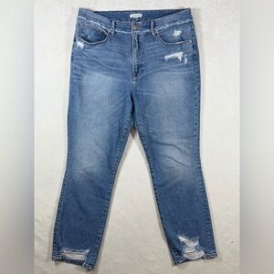 Good American Size 15 Blue Distressed Boyfriend Jeans Fantastic Details EUC